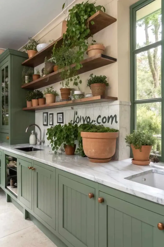 Add Open Shelving With Potted Plants