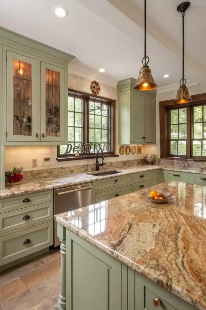 Earth-toned natural stone countertops