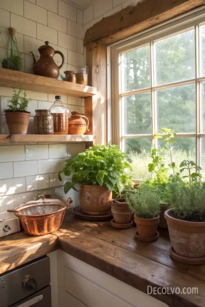 In Your Cozy Kitchen Display Fresh Plants and Herbs