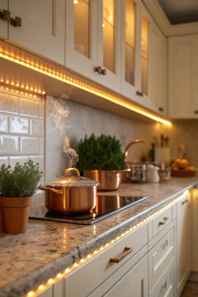 Install Under-Cabinet Lighting for Ambient Glow