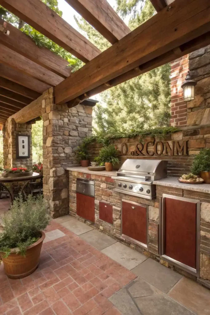 Stone and Brick Accent Walls for Out Door Rustic Charm