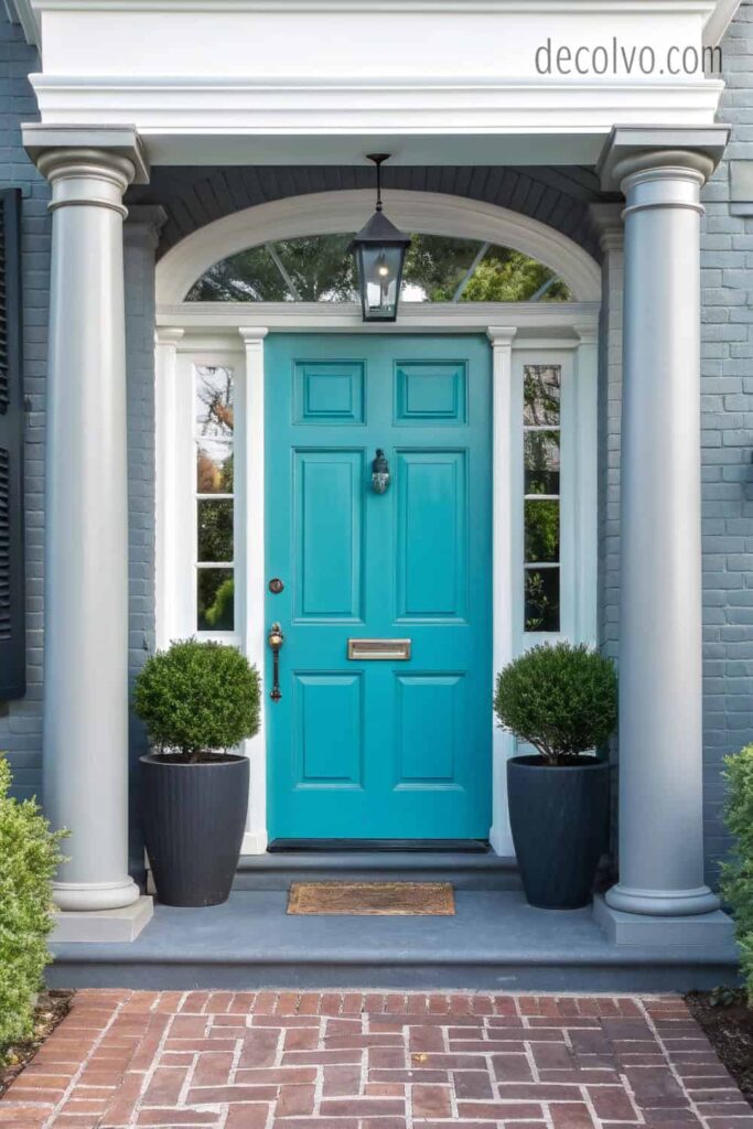 a striking turquoise front home decor entrance