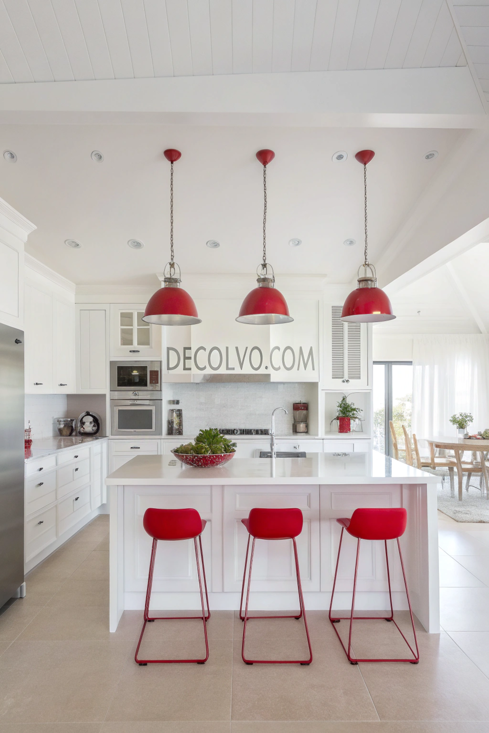 Red Kitchen with a Dramatic Twist