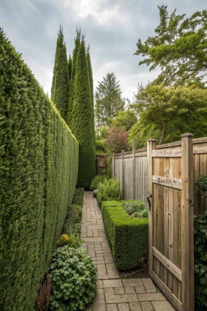 Backyard Landscaping with Green Privacy Hedges