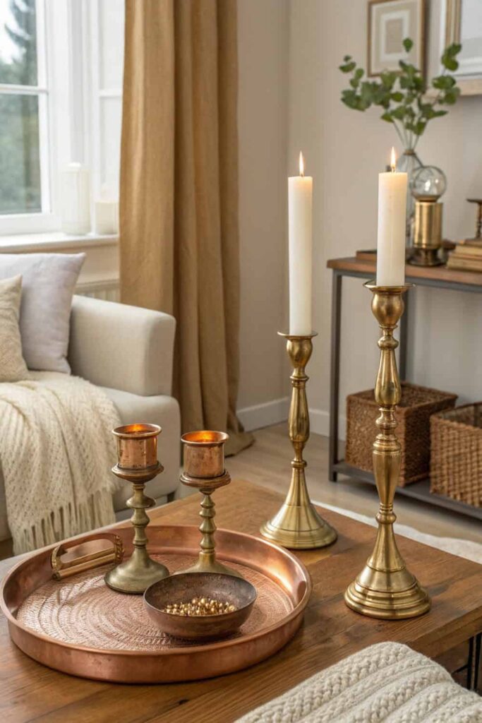 Brass & Copper Vintage Accents for Warmth