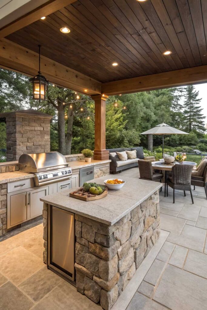 Backyard Outdoor Kitchen with Grill
