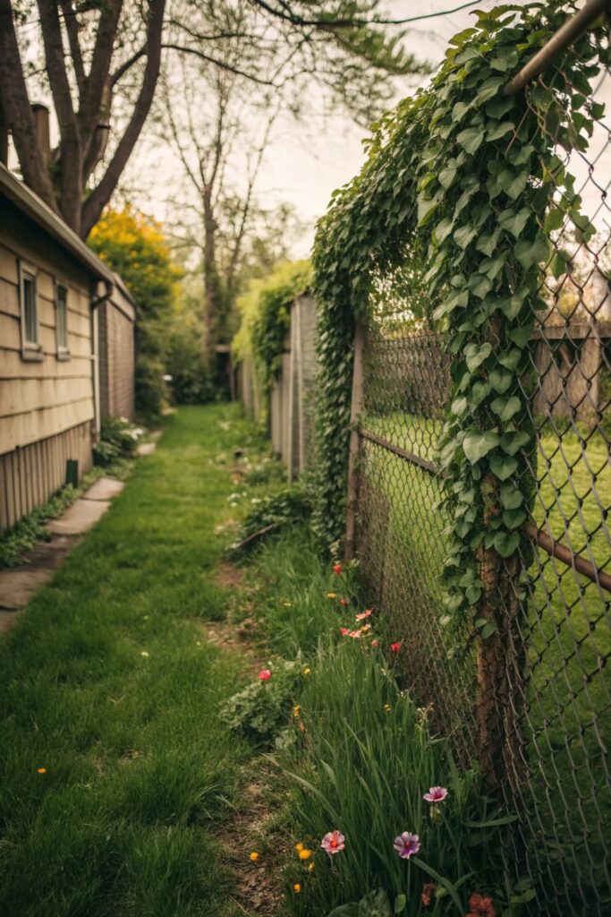 Simple Chain Link Fence with Plants