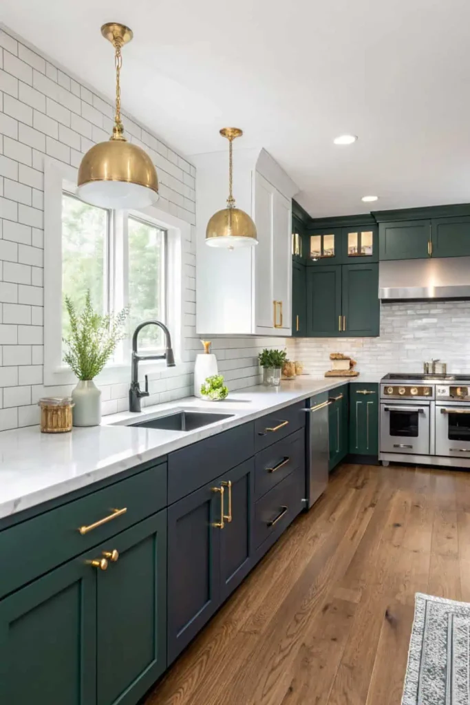 Deep navy kitchen cabinets