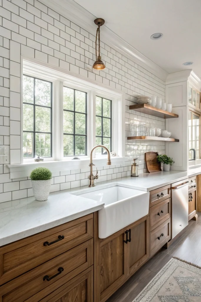 A pristine farmhouse kitchen