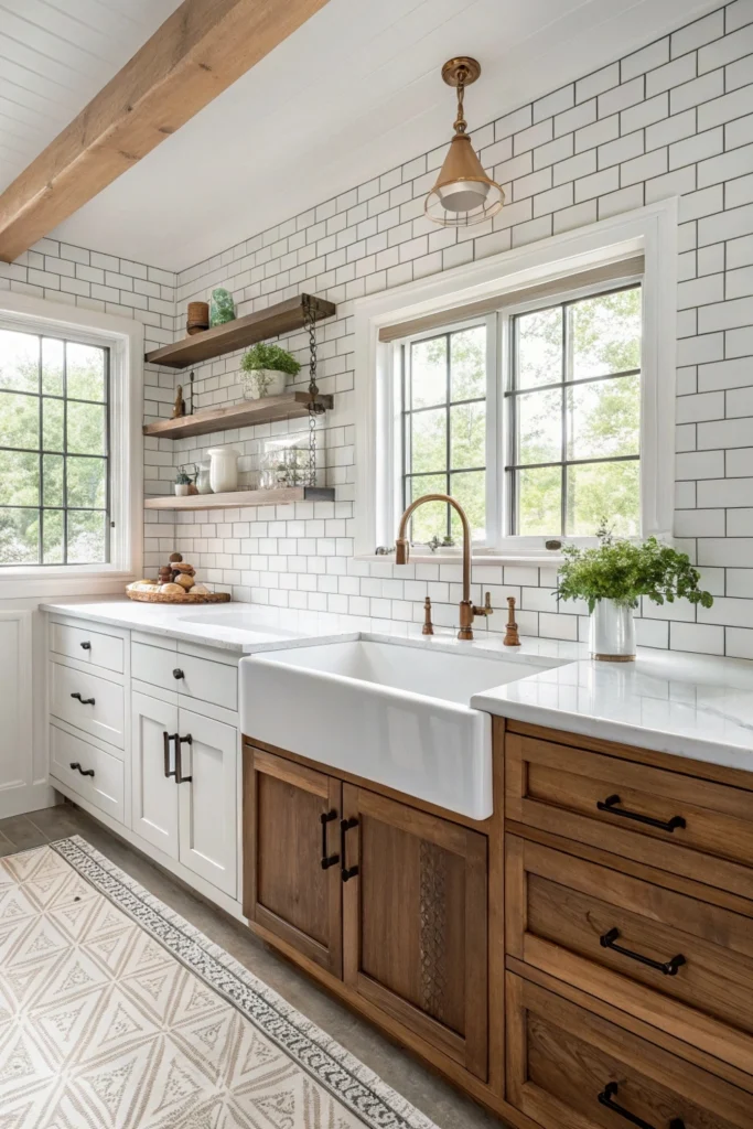 farmhouse kitchen with natural light streams 