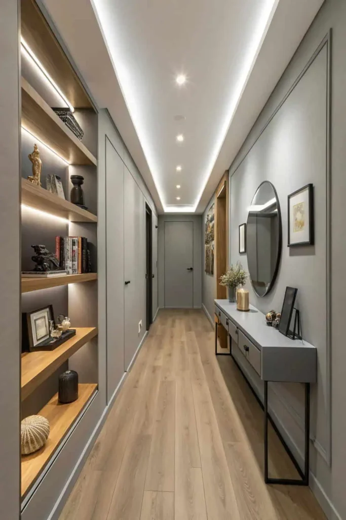A sleek narrow hallway idea