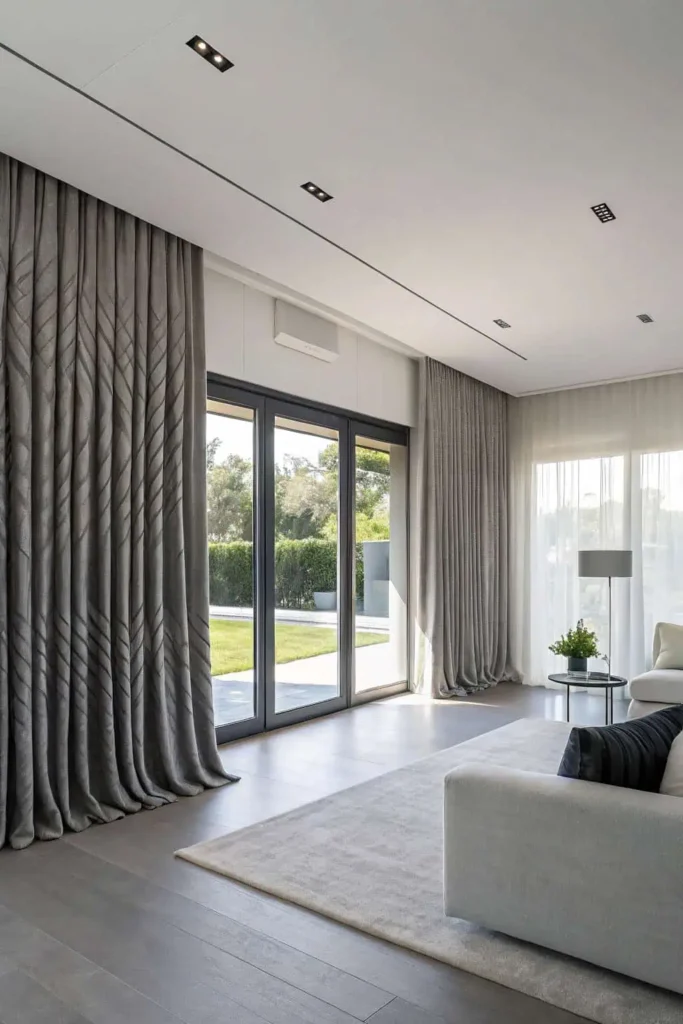 Contemporary Wave Fold Curtains Living Room Styles