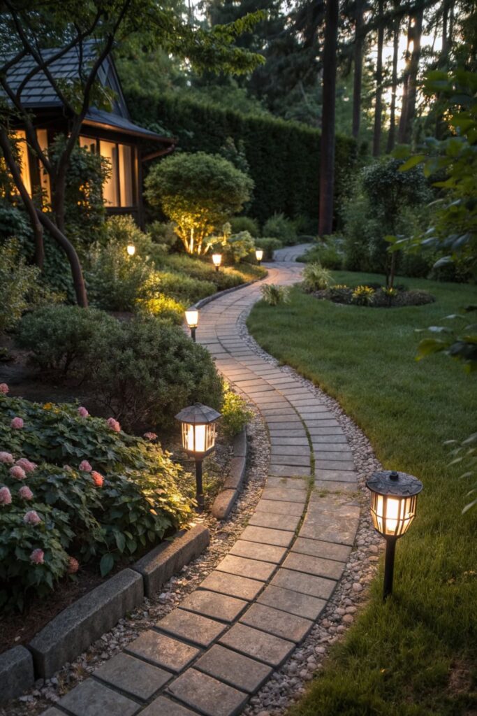 Backyard Landscaping with Decorative Path