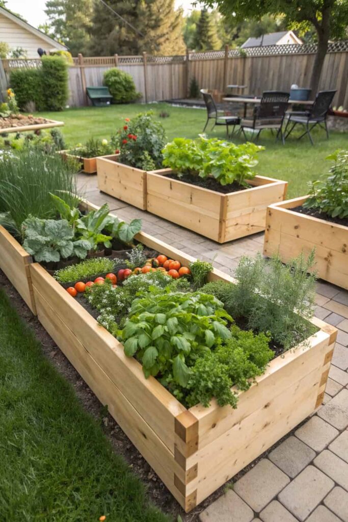 Wooden Garden Beds for Herbs and Plants