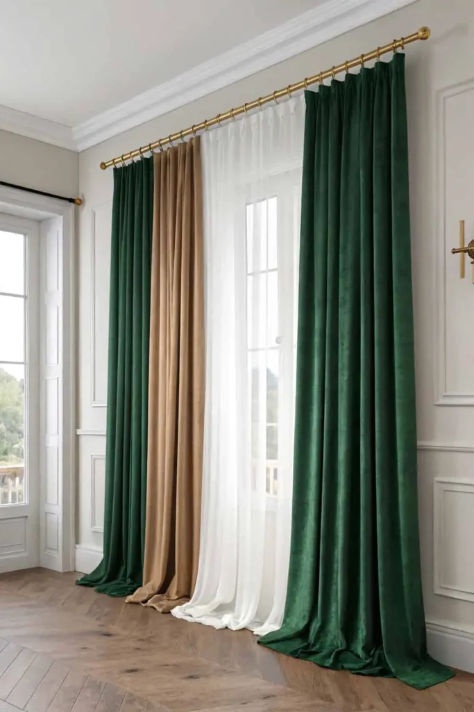 A pristine living room curtains selection