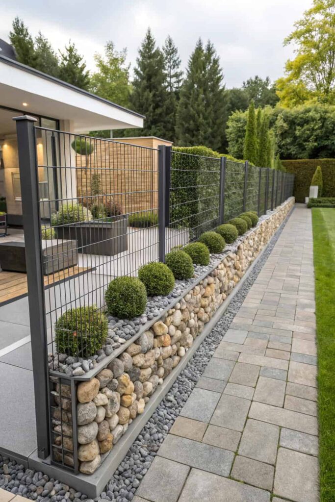 Stylish Gabion Stone Fence