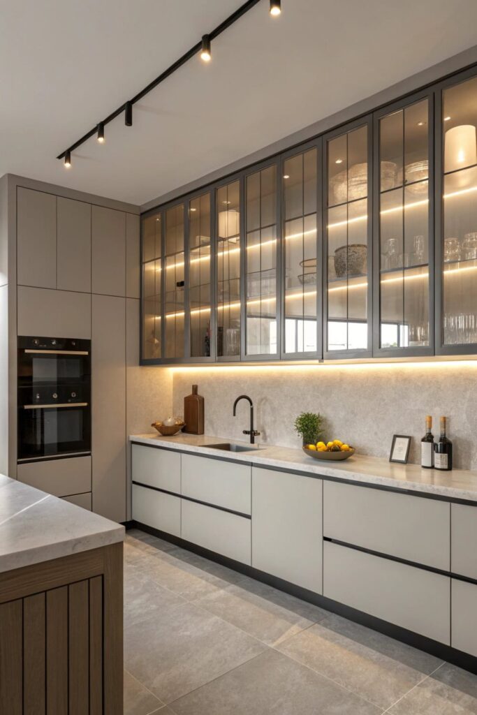 Sleek Contemporary Kitchen with Glass Doors