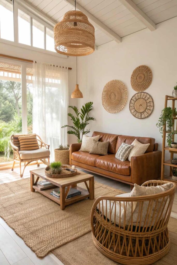 Wood, Leather, and Rattan for Boho Authenticity

