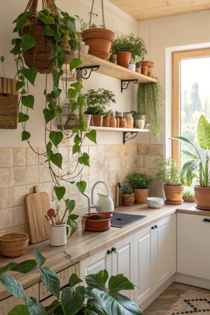 Greenery Ideas for a Boho Kitchen