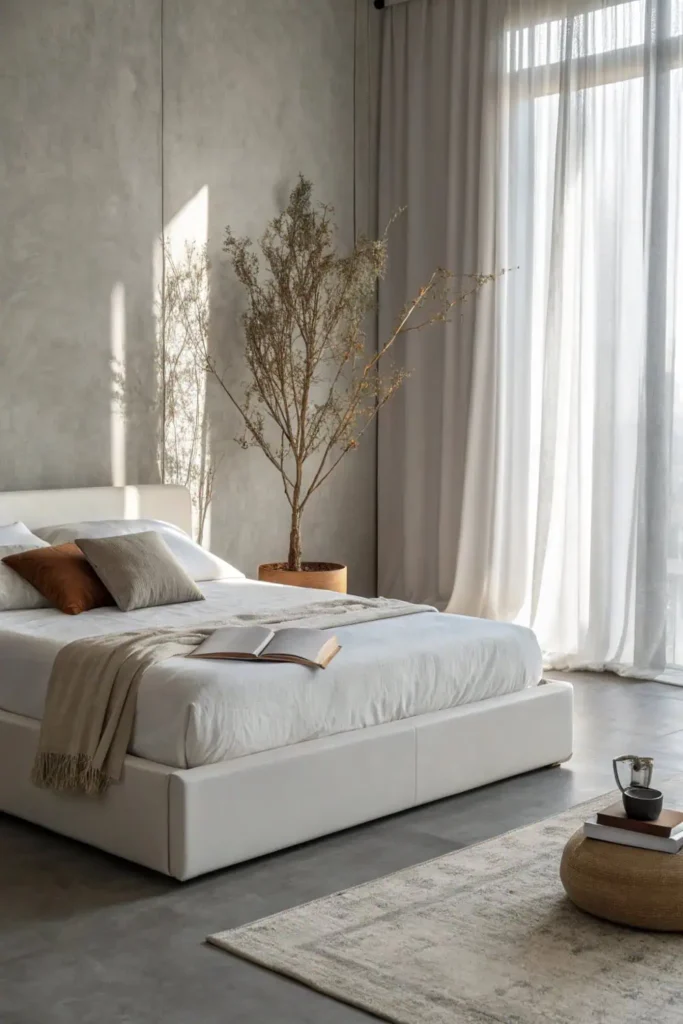 Minimalist bedroom with meaningful pieces.