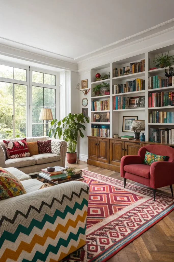 Living room with eclectic decor