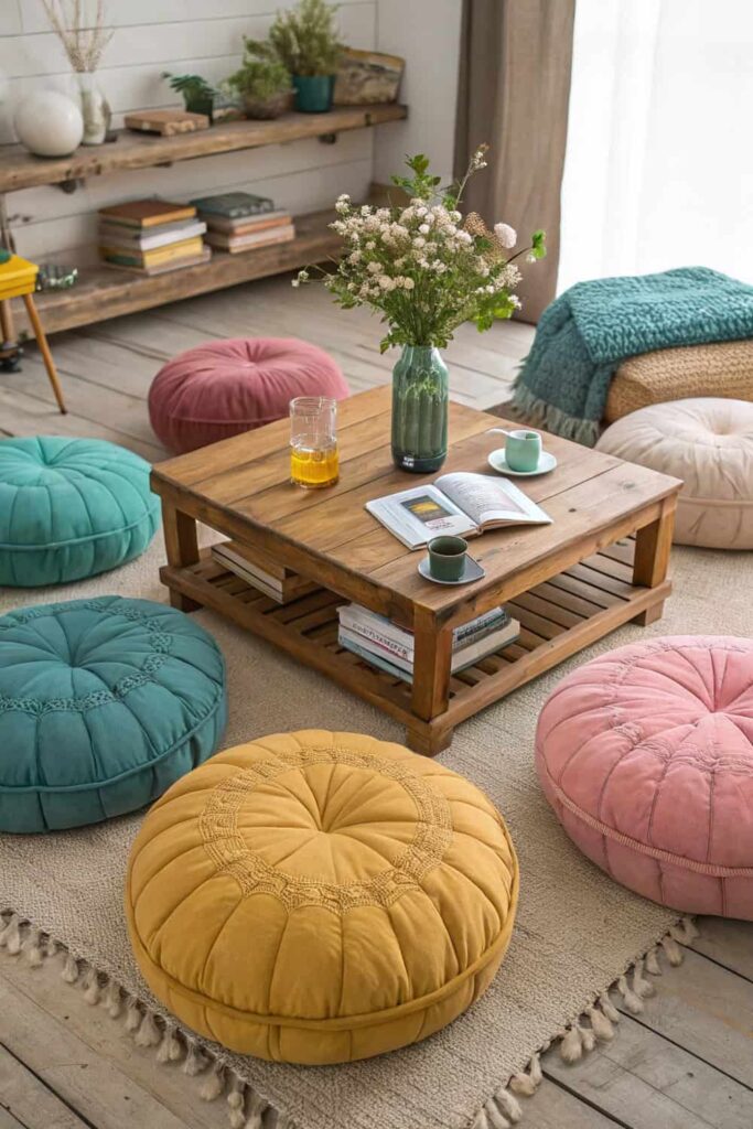 Floor Seating Creates Casual Comfort
