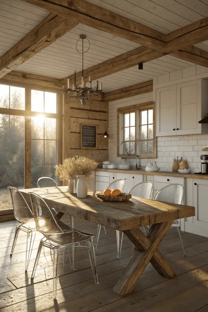vintage kitchen design with mixing old and new elements