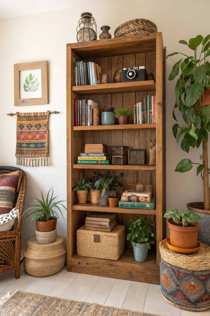 Showcase Memories with Boho Living Room Open Shelves