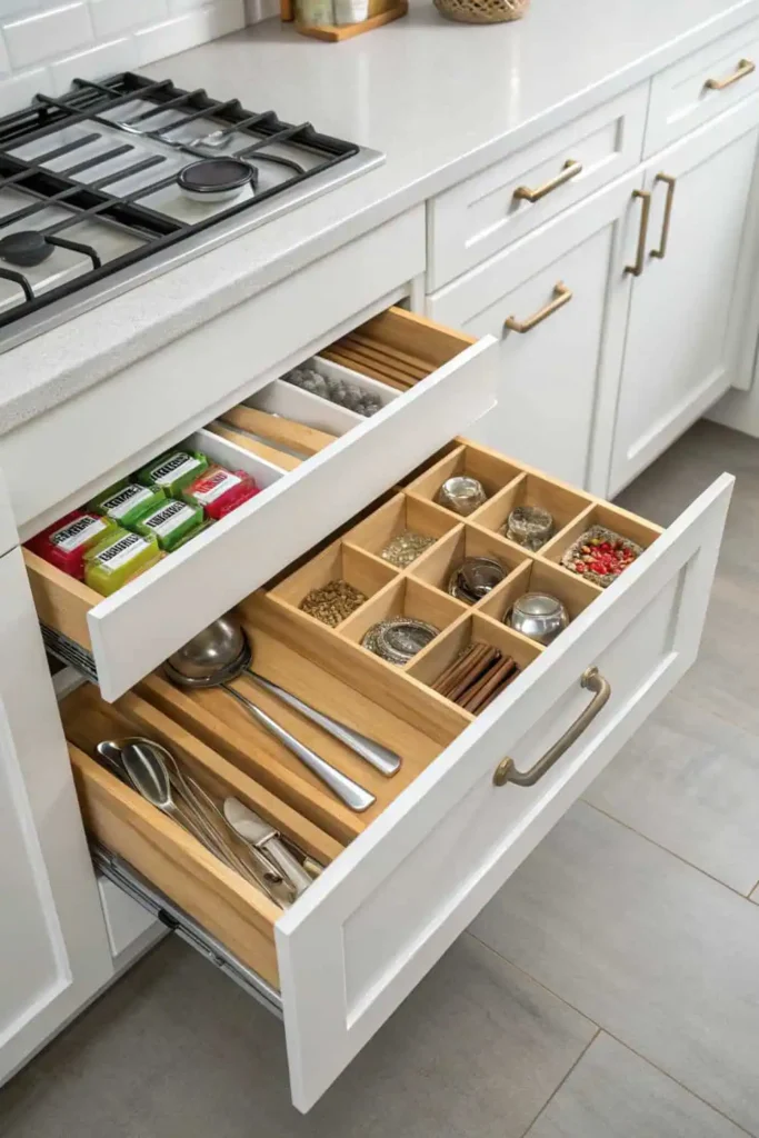 Efficient clever small kitchen storage 