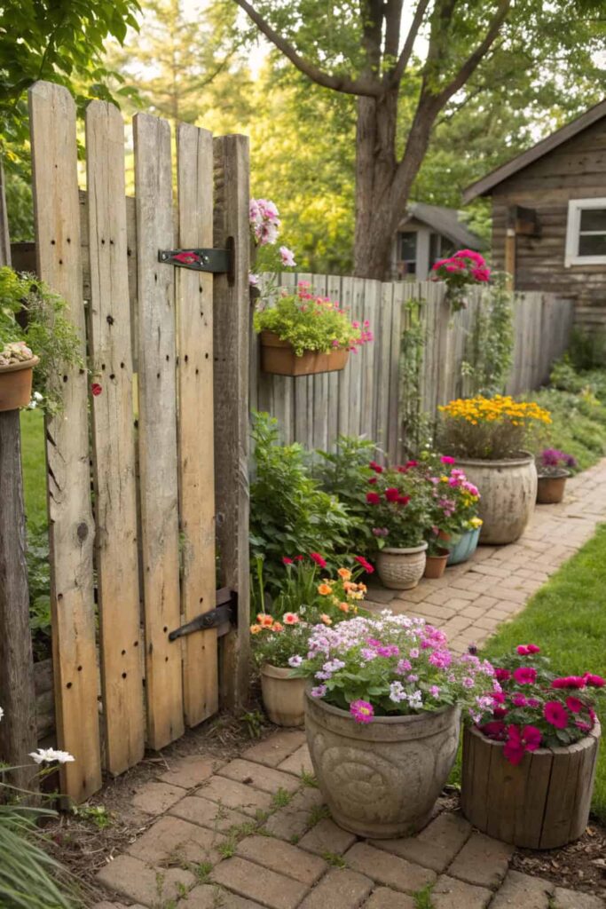 Rustic Wooden Fence Made from Recycled Panels