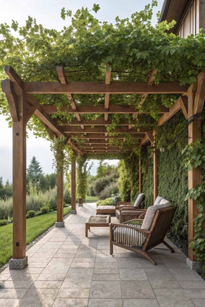 Backyard Pergola with Seating Area