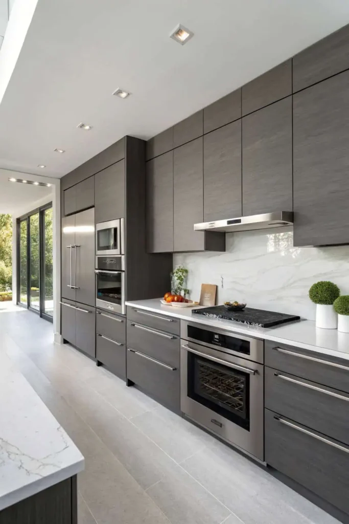 Sleek Flat-Panel Doors Kitchen Cabinets
