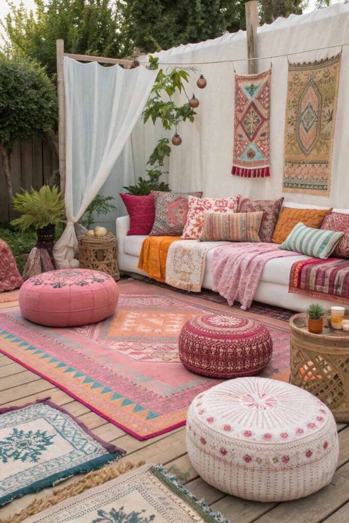Bold Layered Rugs for Boho Living Room Warmth and Style