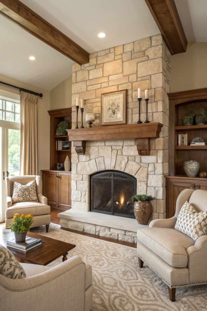 Warm Up Your Living Room with Rustic Stone