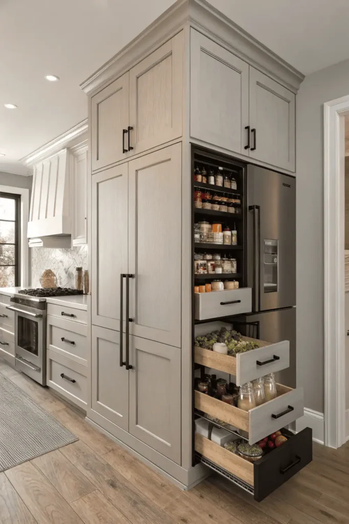 vintage kitchen cabinet storage that blends in 