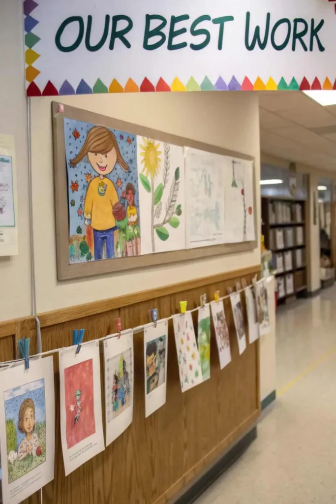 Classroom Decor Highlighting Student Work Displays