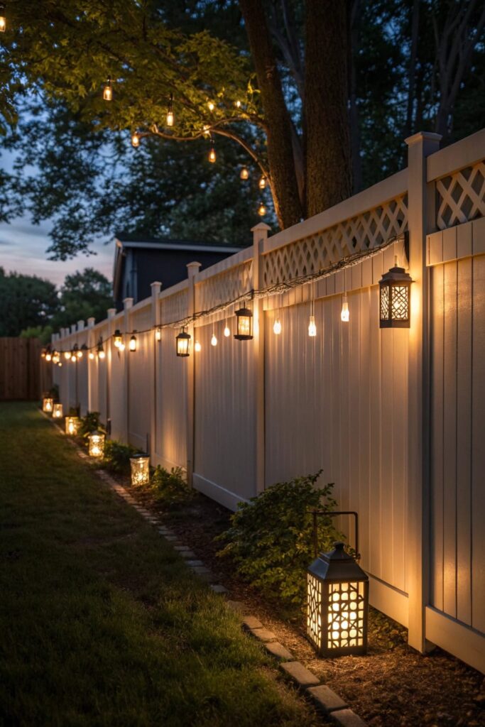 Garden Fence with Solar Lighting