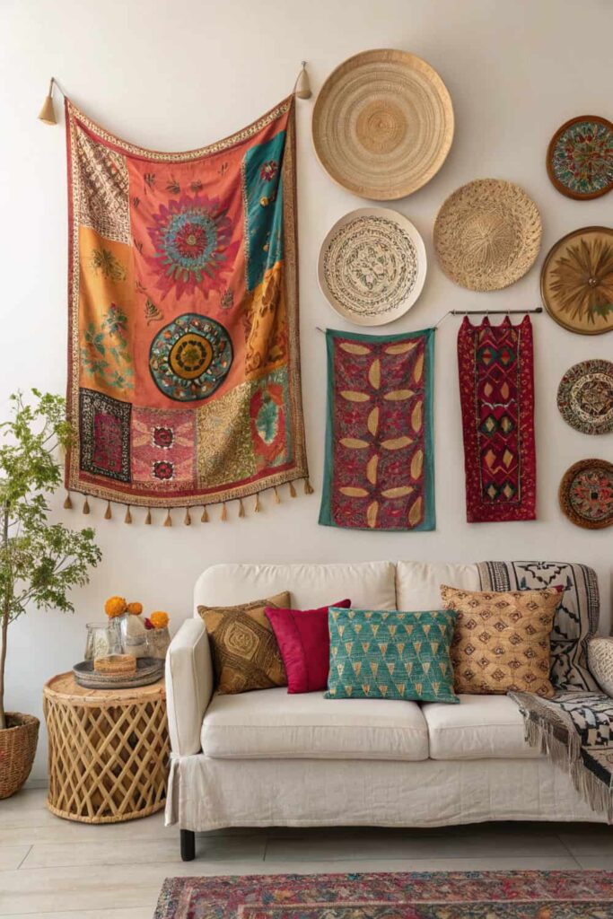 Layered Woven Hangings Create Visual Appeal