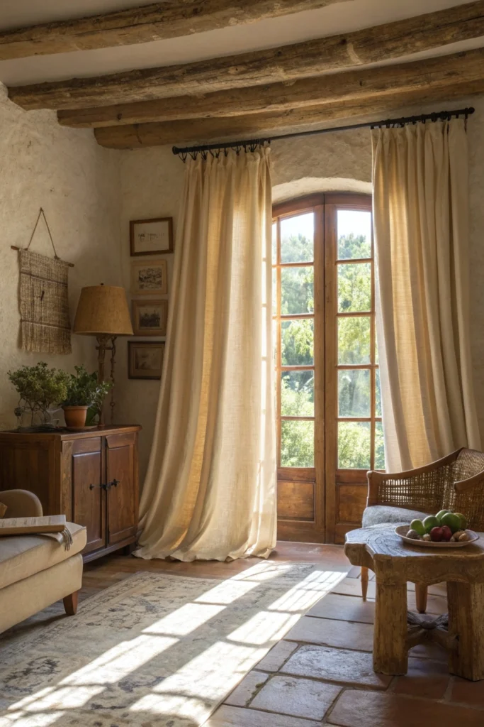 Linen Curtains for Rustic Interiors