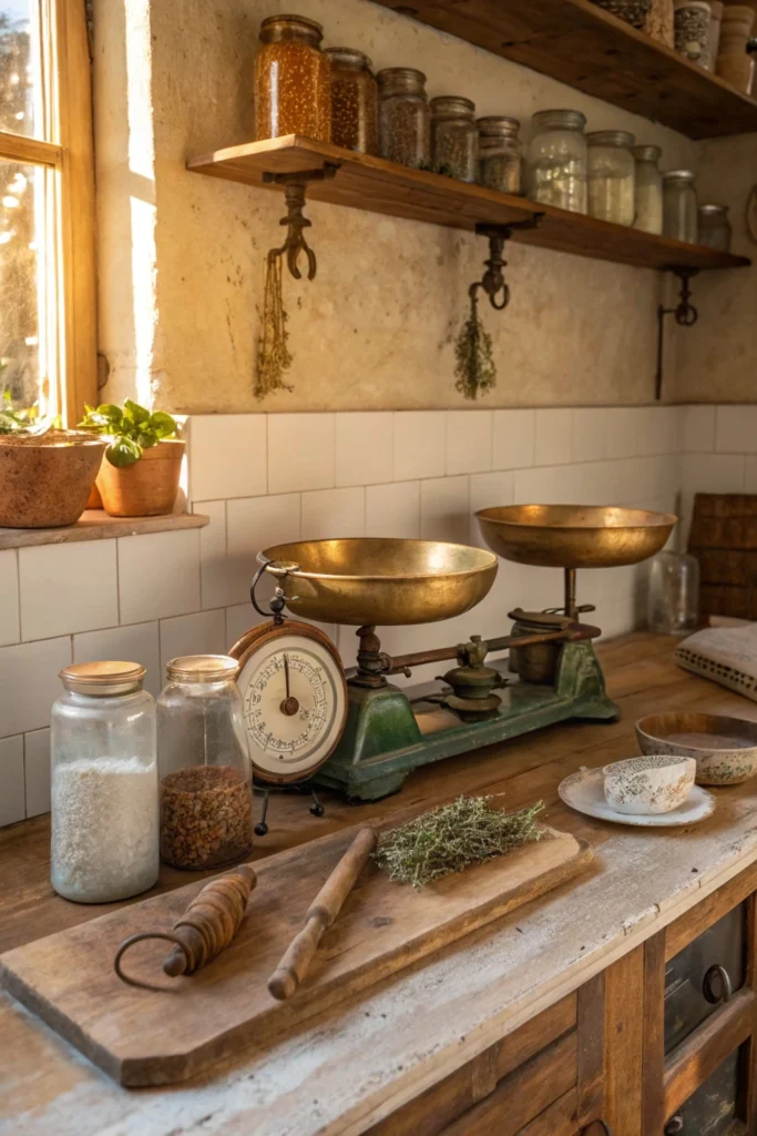 Golden farmhouse kitchen with afternoon light