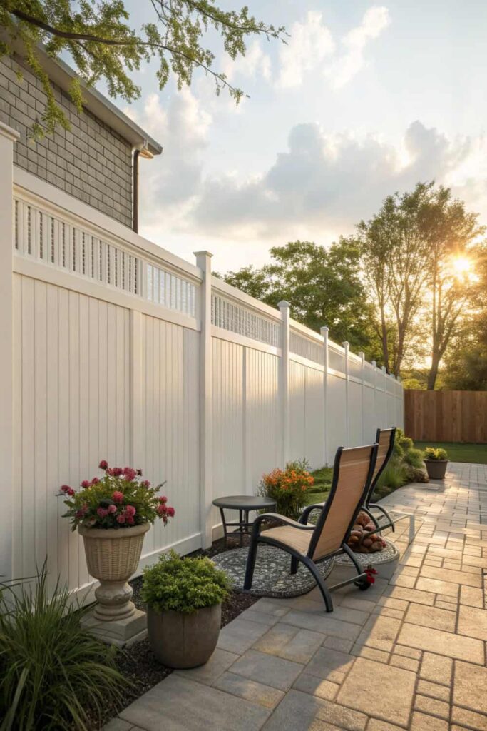 White Vinyl Garden Fence Design