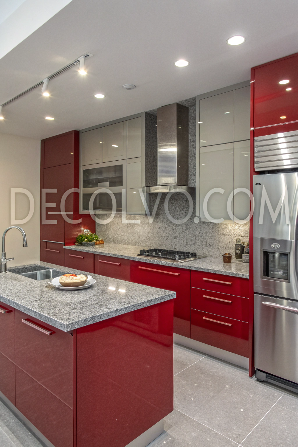 kitchen design with red accents