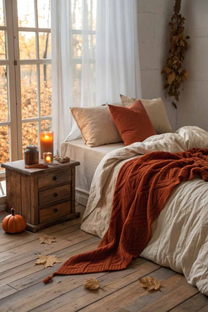 Autumn Retreat Bed Styling