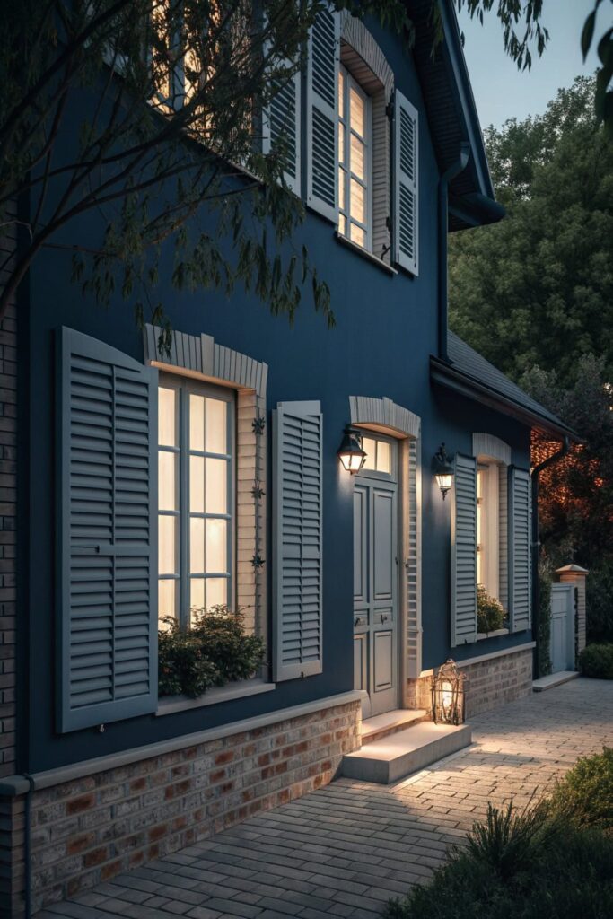 Dark Blue House Exteriors Architectural Highlights