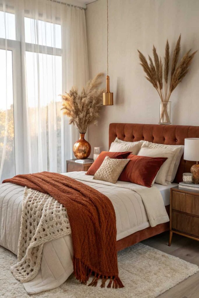 Warm Tones for Fall Bedroom Deco