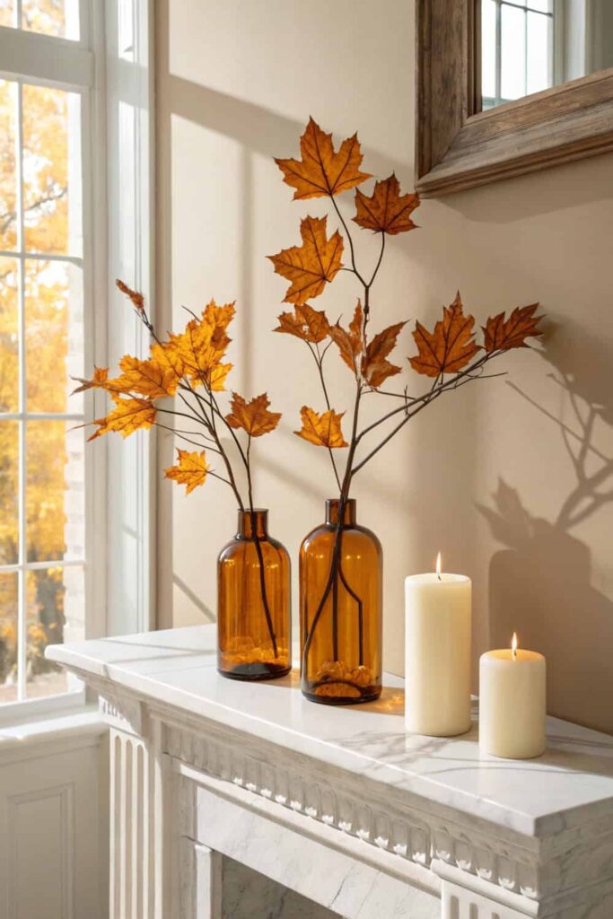 Simple Autumn Fireplace Decor