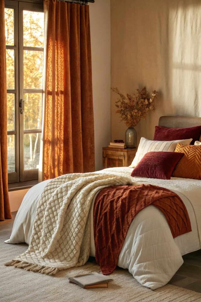 Layered Fall Bedroom Textiles