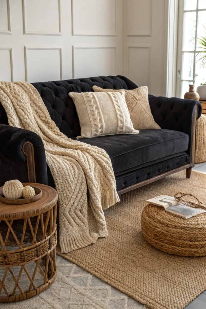 Textures for Black Couch Styling