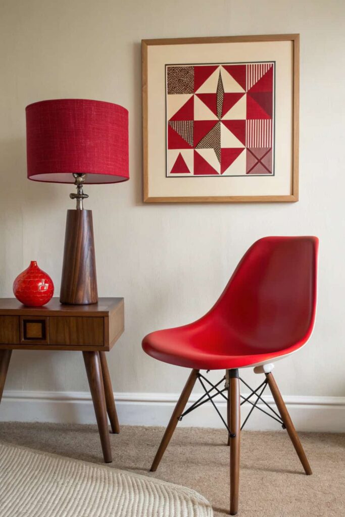 Mid-Century Decor with Red Accents