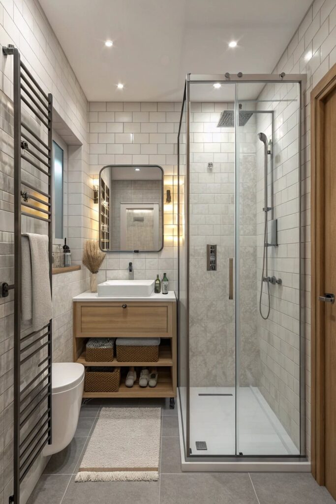 Clear Glass Shower Door for a Spacious Bathroom